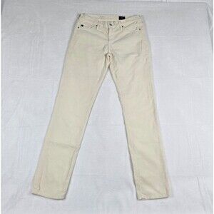 AG Adriano Goldschmied Prima Cigarette Leg Women’s Ivory Corduroy Pants Size 27